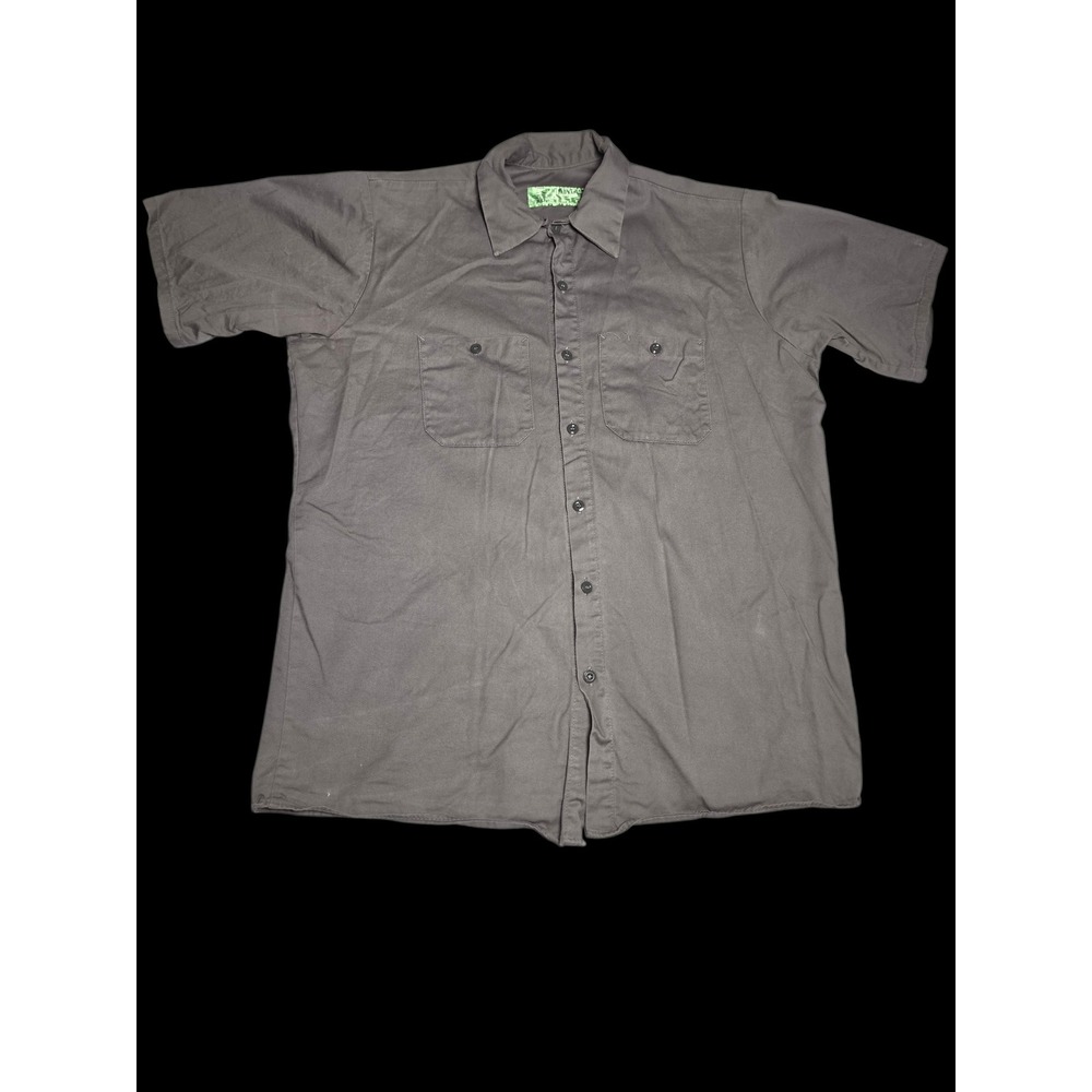 Red Kap Mens Short Sleeve Work Shirt Gray Cotton Twill Button Up Large SC40GG